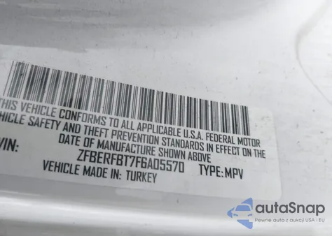 2015 Ram Promaster City Tradesman Slt z USA, uszkodzony, nr VIN ZFBERFBT7F6A05570